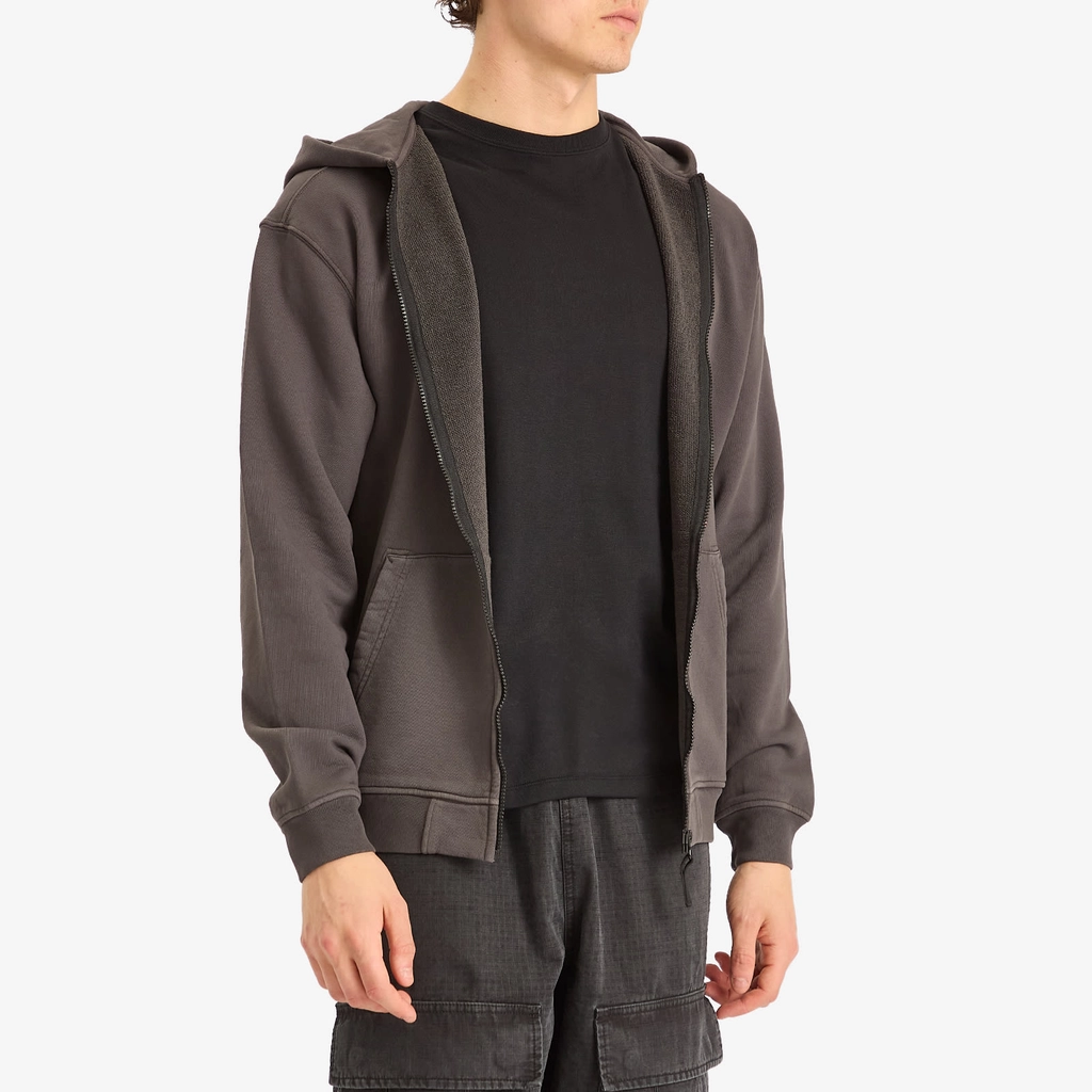 Stone Island Men's Fingerprint Logo Zip Hoodie Charcoal
